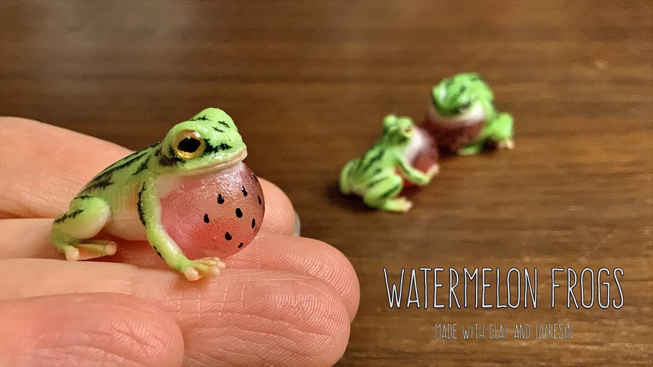 【樹脂粘土・レジン】スイカカエル【Clay, Resin】Watermelon Frogs | DIY