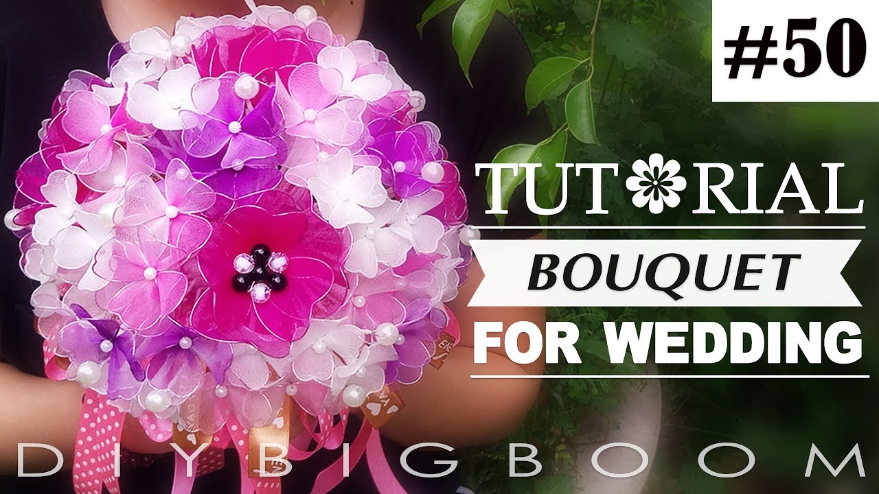 Nylon stocking flowers tutorial #50, How to make flower Bouquet for wedding