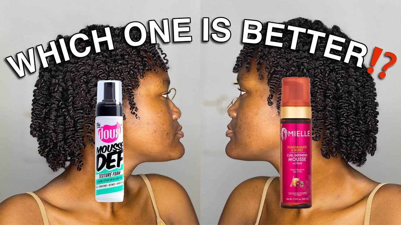THE DOUX MOUSSE DEF TEXTURE FOAM VS. MIELLE ORGANIC POMEGRANATE AND HONEY CURL DEFINING MOUSSE