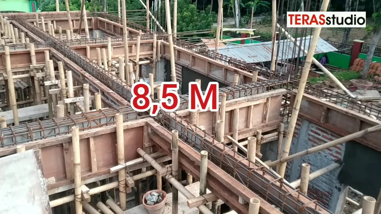 CARA MEMBUAT BALOK GANTUNG BENTANG 8,5 M. BESAR DIMENSI BALOK DAN PEMBESIANYA.