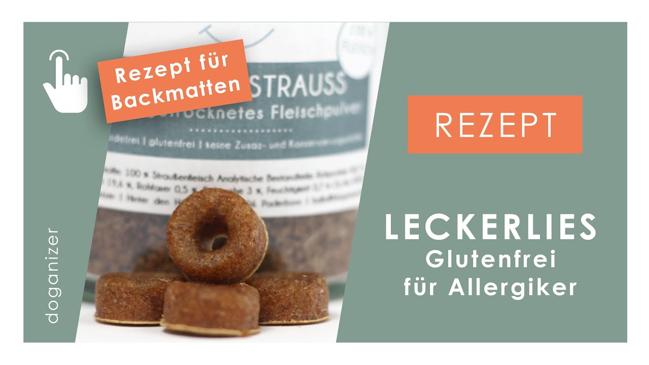 Rezept für Hundekekse | glutenfrei | Backmatte | Fleischmehl Strauß