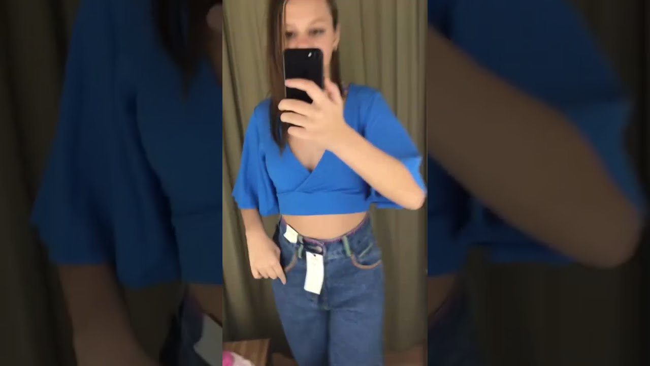 LOOK NO PROVADOR RENNER/CAL&Ccedil;A WIDE LEG JEANS/BLUSA CROPPED EM RIBANA CANELADA COM DECOTE