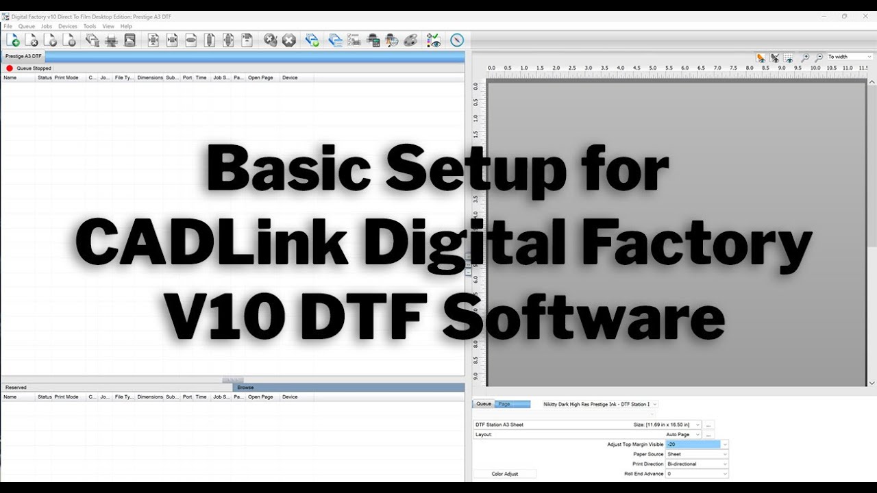 Basic Setup for CADLink Digital Factory V10 DTF Software