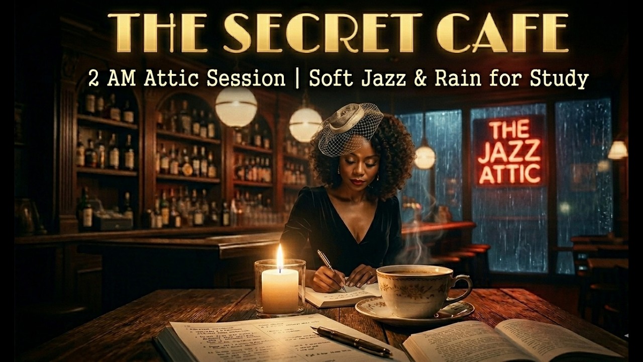 2 AM Attic Cafe 🌧️ Relaxing Jazz & Soft Coffee Shop Sounds for Study & Writing