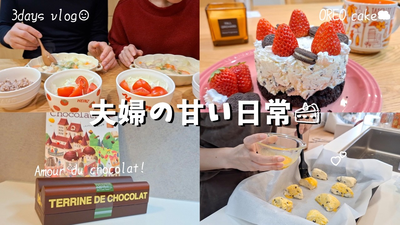【vlog】甘い誘惑と少し特別な朝🎀／アムールデュショコラで出会ったご褒美チョコレート🍫／手作りバレンタイン💕／朝マック、ダイエット、掃除、料理、etc..【夫婦の日常】