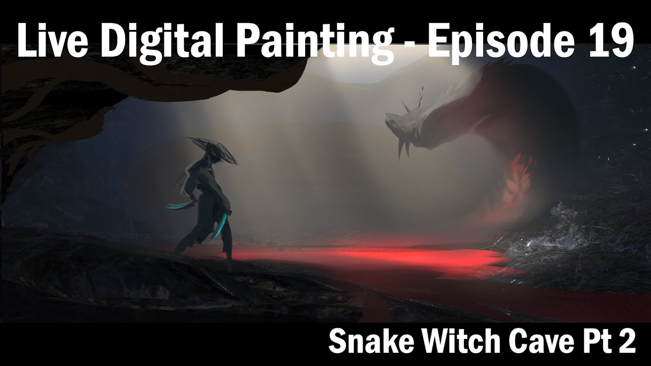 Live Digital Painting with Heath - New Image! Snake Witch Cave PT_2. Ep_19