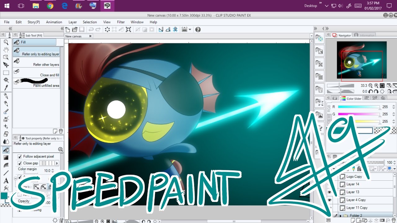Puffed Undyne/Undertale (UT) + Powerpuff Girs (PPG) Crossover SpeedPaint