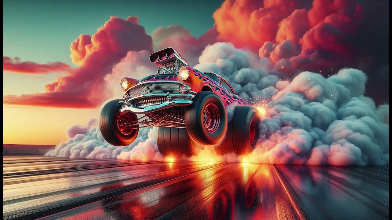 Burnout Sound with Race Car Wallpaper Background