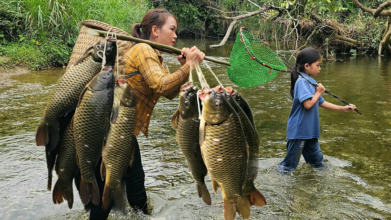FULL VIDEO Traditional fishing techniques - 160 days single mother caught big fish with many skills
