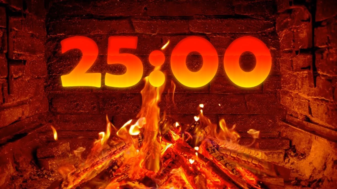 Fireplace - 25 minutes timer countdown with fire sound effects