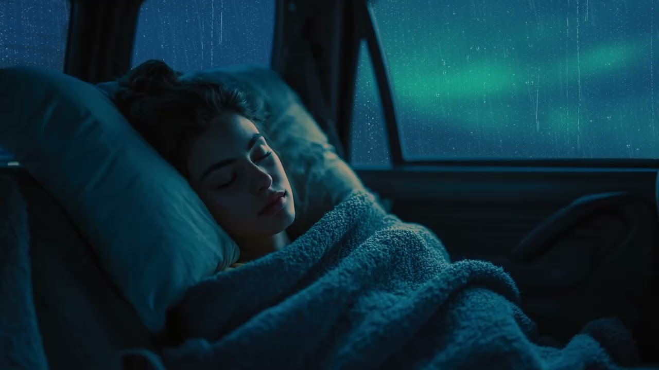 Escape Anxiety with Heavy Rain & Thunder Hitting Car Roof at Night