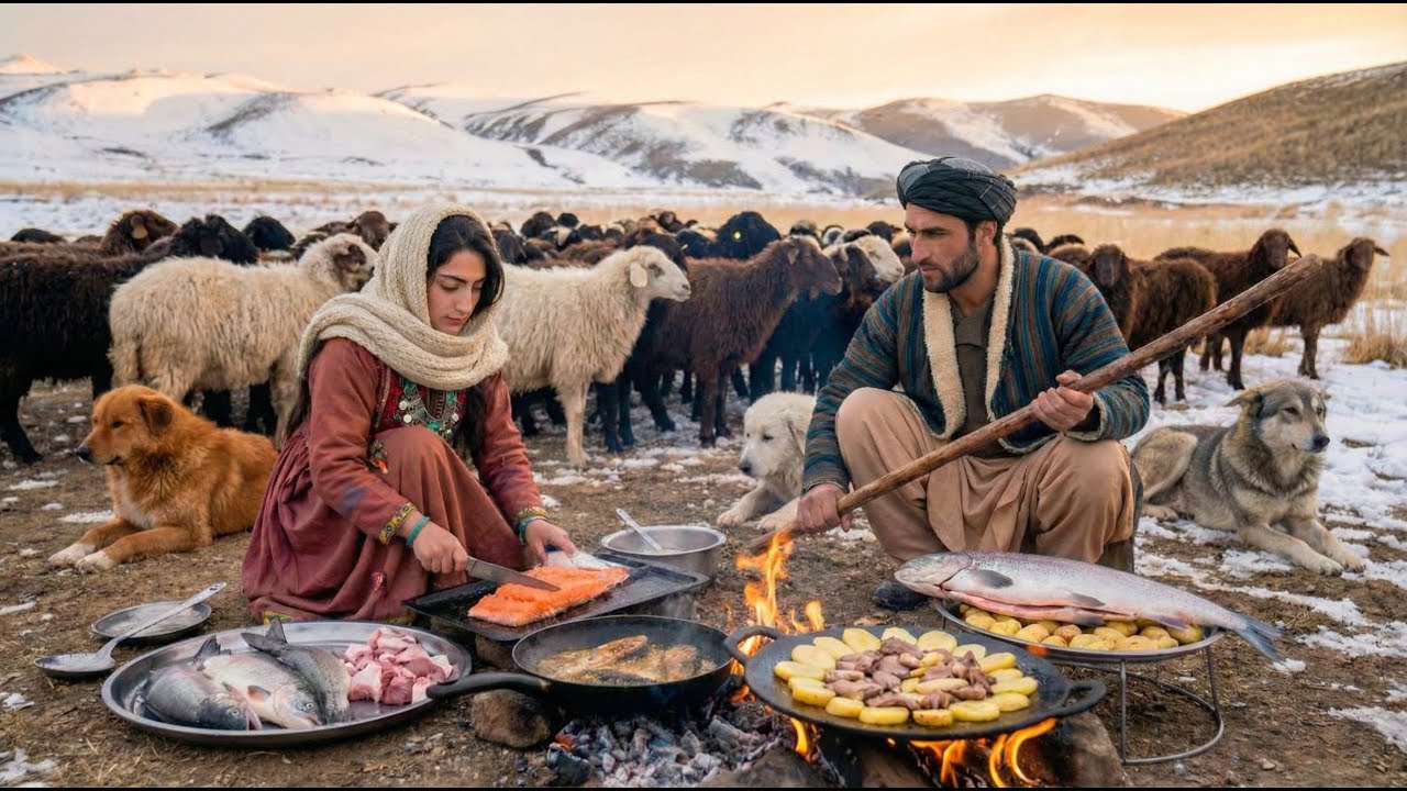 Extreme survival the Coldest Village in Afghanistan -63°C | The Shepherdess's Curry Recipe
