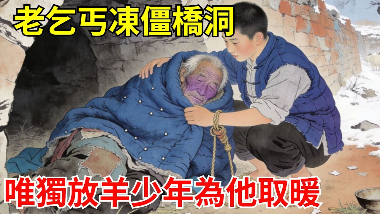 老乞丐凍僵橋洞，孩童嫌臟扔石頭，唯獨放羊少年脫棉襖裹他。三個月後禦林軍封村：小少爺，皇上親來接您當太子太傅！ #故事頻道#聽書#民間故事#說書#善有善報#爽文