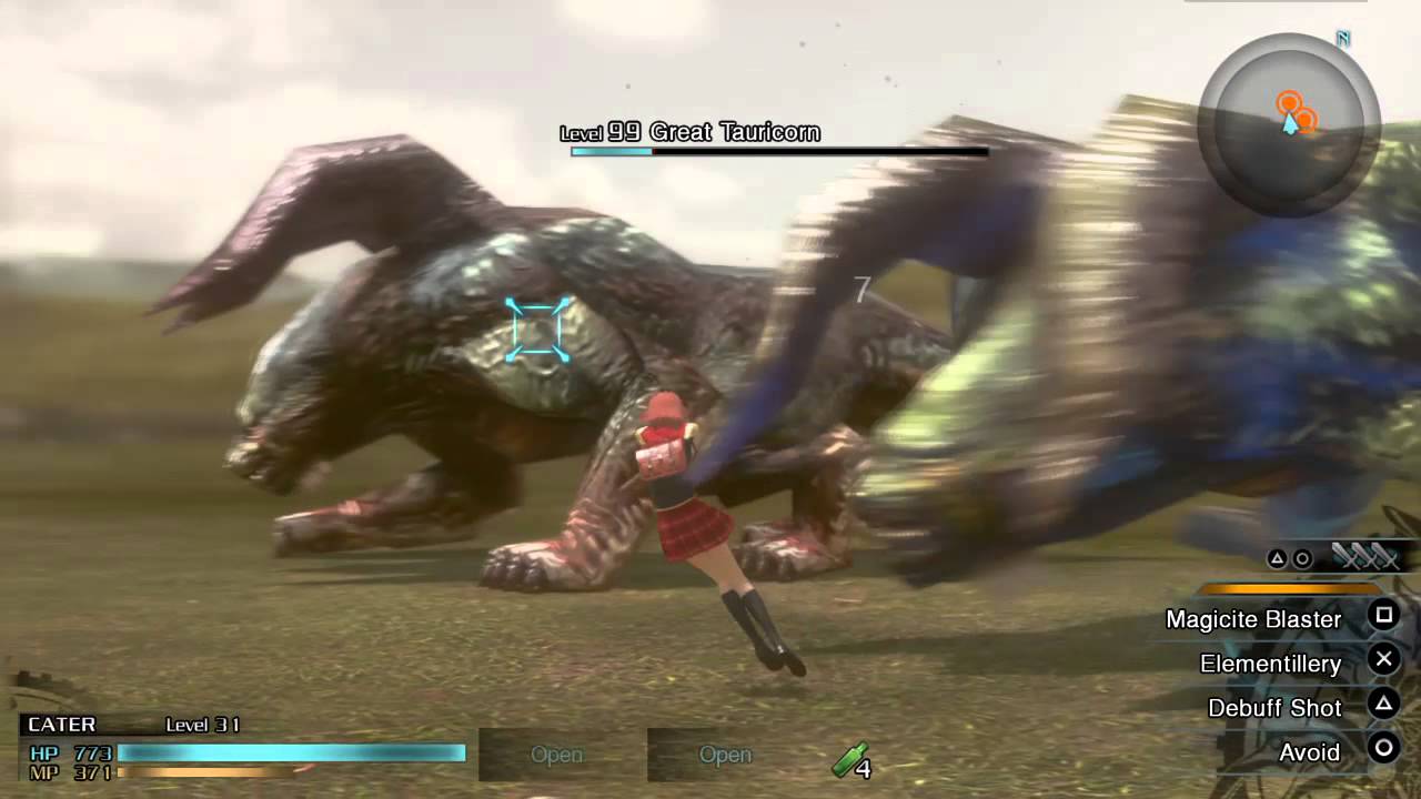 FINAL FANTASY TYPE-0 HD - Cater LV31 Solos 2X Great Tauricorn LV99