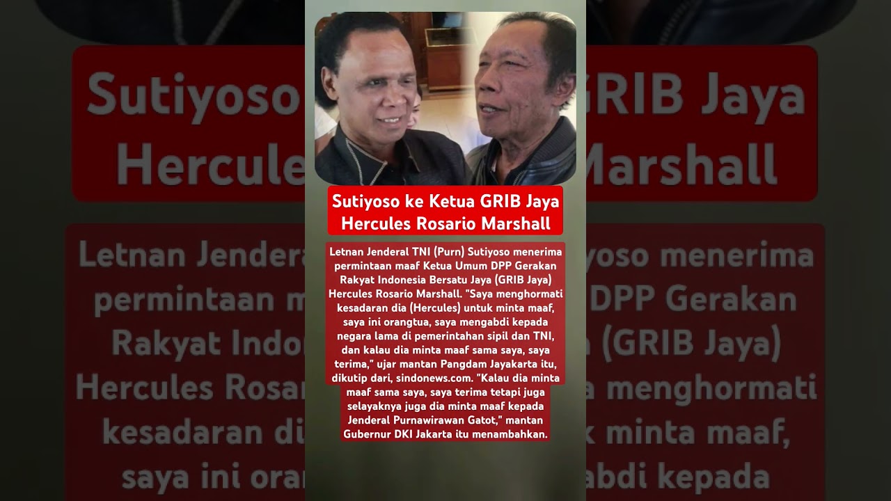 Sutiyoso ke Ketua GRIB Jaya Hercules Rosario Marshall #matalokal