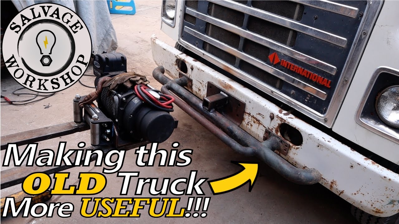 CUSTOM Building a FRONT Winch Mount ~ 1988 IH Scissor Dump Truck