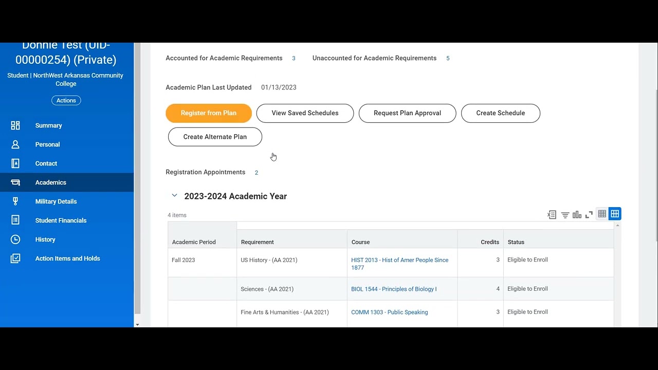 How to Register for Classes from Academic Plan in Workday