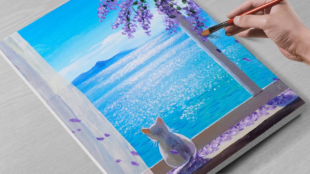 Painting a Peaceful Window View | Step-by-Step Acrylic for Beginners