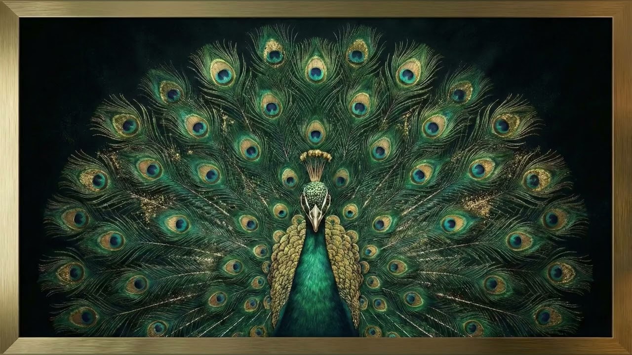 Luxury Peacock Screensaver 4K🦚 | Elegant Green & Gold Art | Relaxing Premium Wall Display✨⭐️