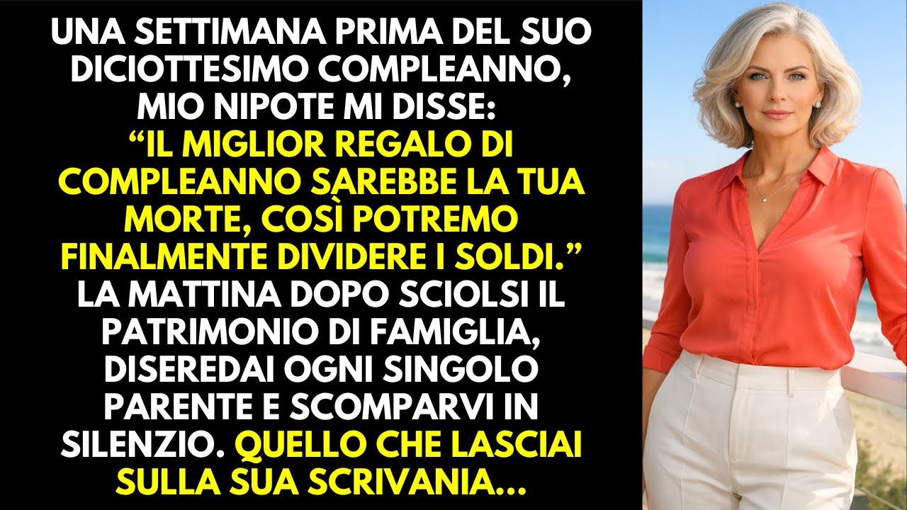 “Il regalo migliore è quando te ne vai”, disse mio nipote. Il giorno dopo disereditai la famiglia.
