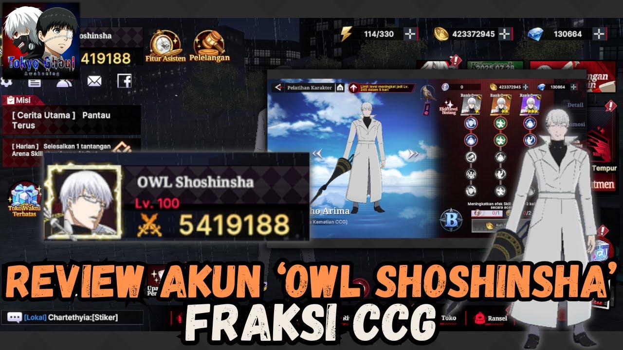 REVIEW AKUN VIWERS 'OWL SHOSHINSHA' TOP 4 SERVER ID 37, FRAKSI CCG!! TOKYO GHOUL AWAKENING