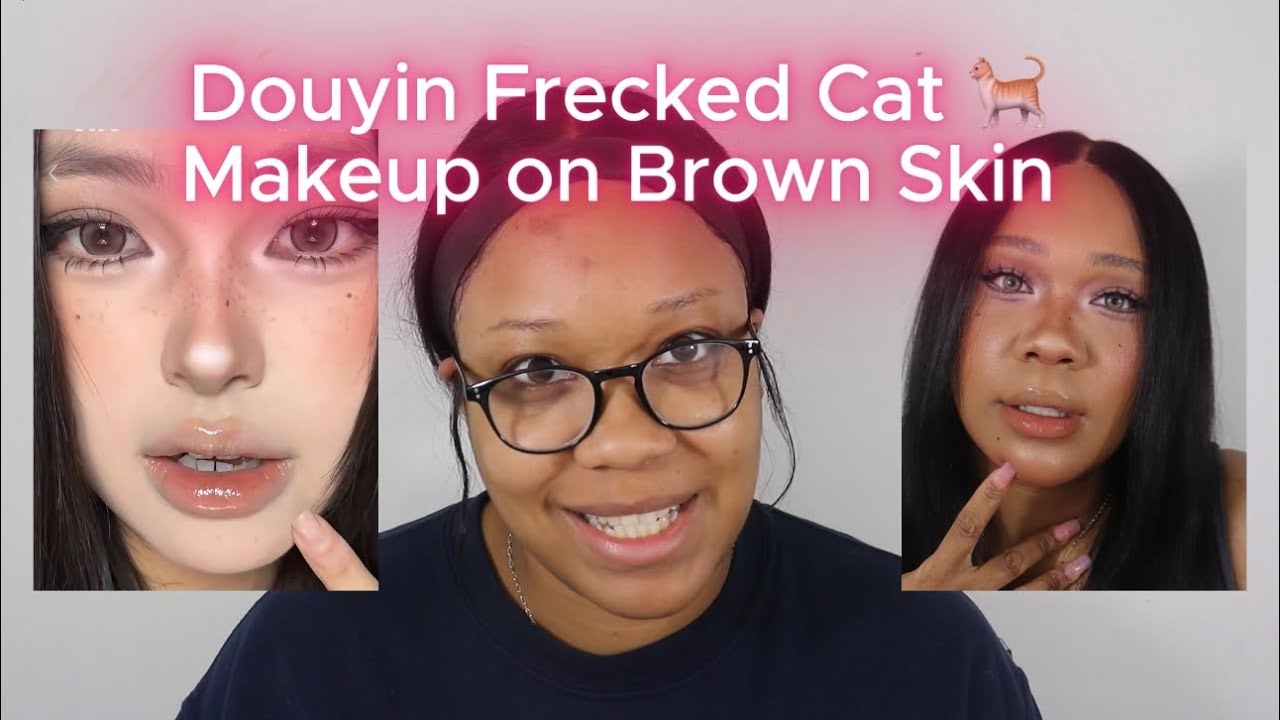 Douyin Freckled Cat Makeup on Brown Skin ✨🐈 ft. Beaueye | Black Girl Tries #douyin #makeuptutorial