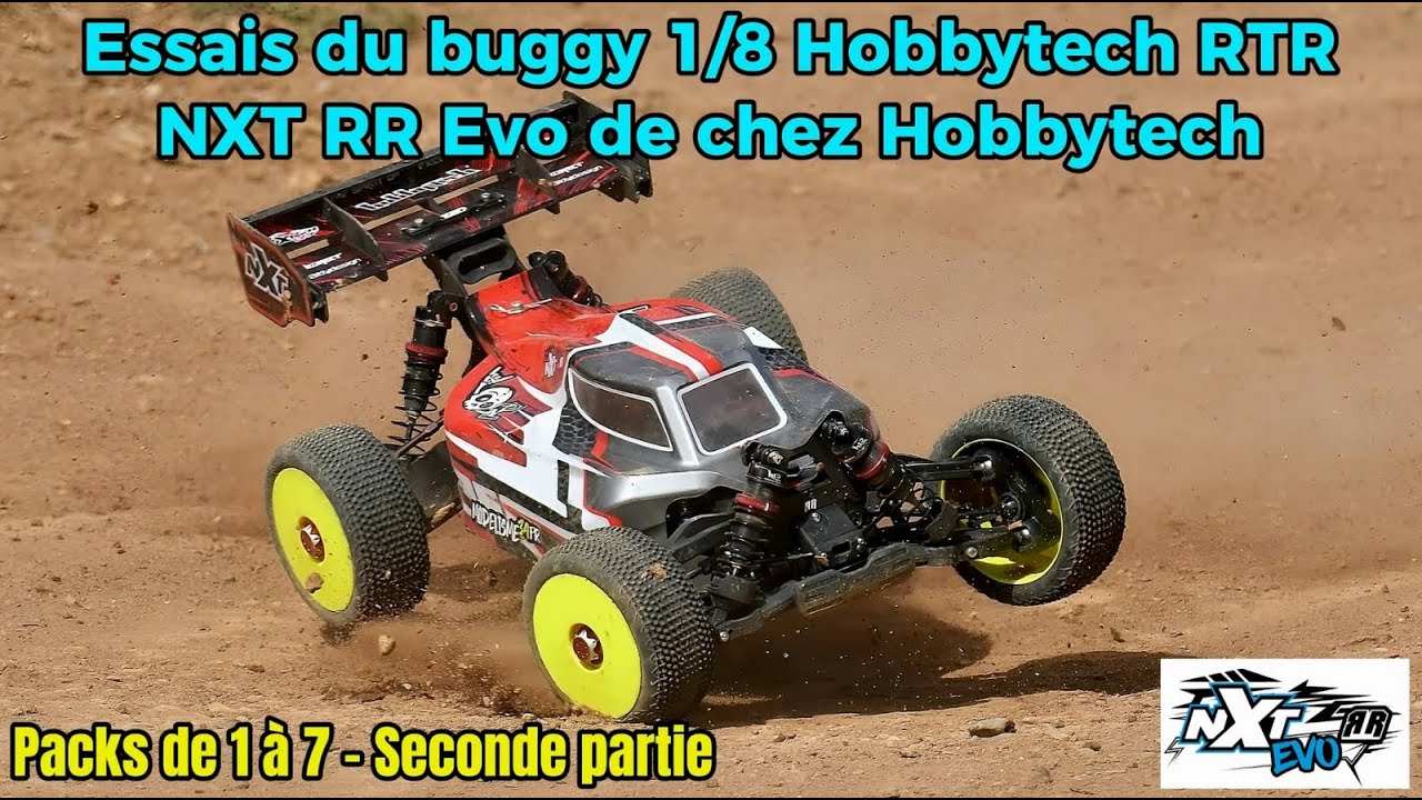Nos essais du buggy 1/8 RTR Hobbytech NXT RR Evo - Packs de 1 à 7 seconde partie avec vidéo drone