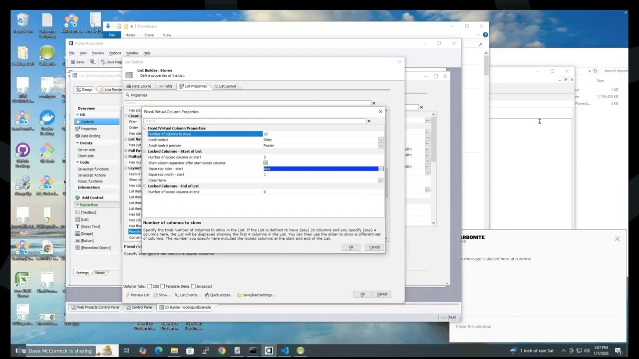 List Control: Locking Columns and Calendar Layout 14 Jan 2026