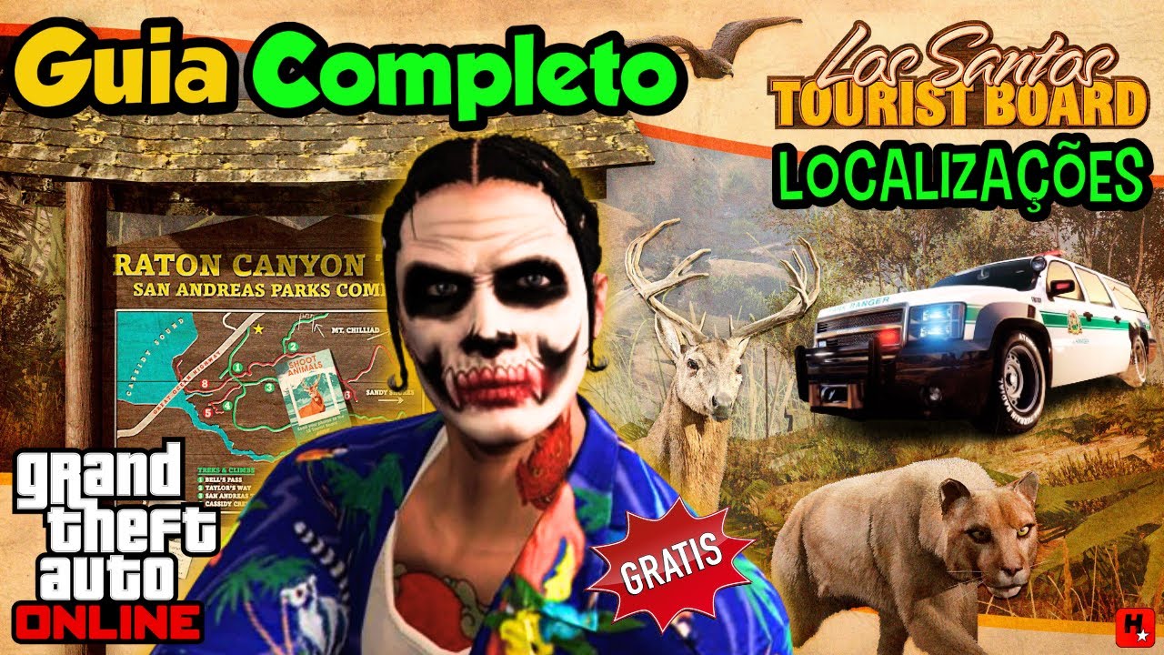 Guia Fotografia da Vida Selvagem GTA Online✅Locais dos animais [traje zoofilista e guarda florestal]