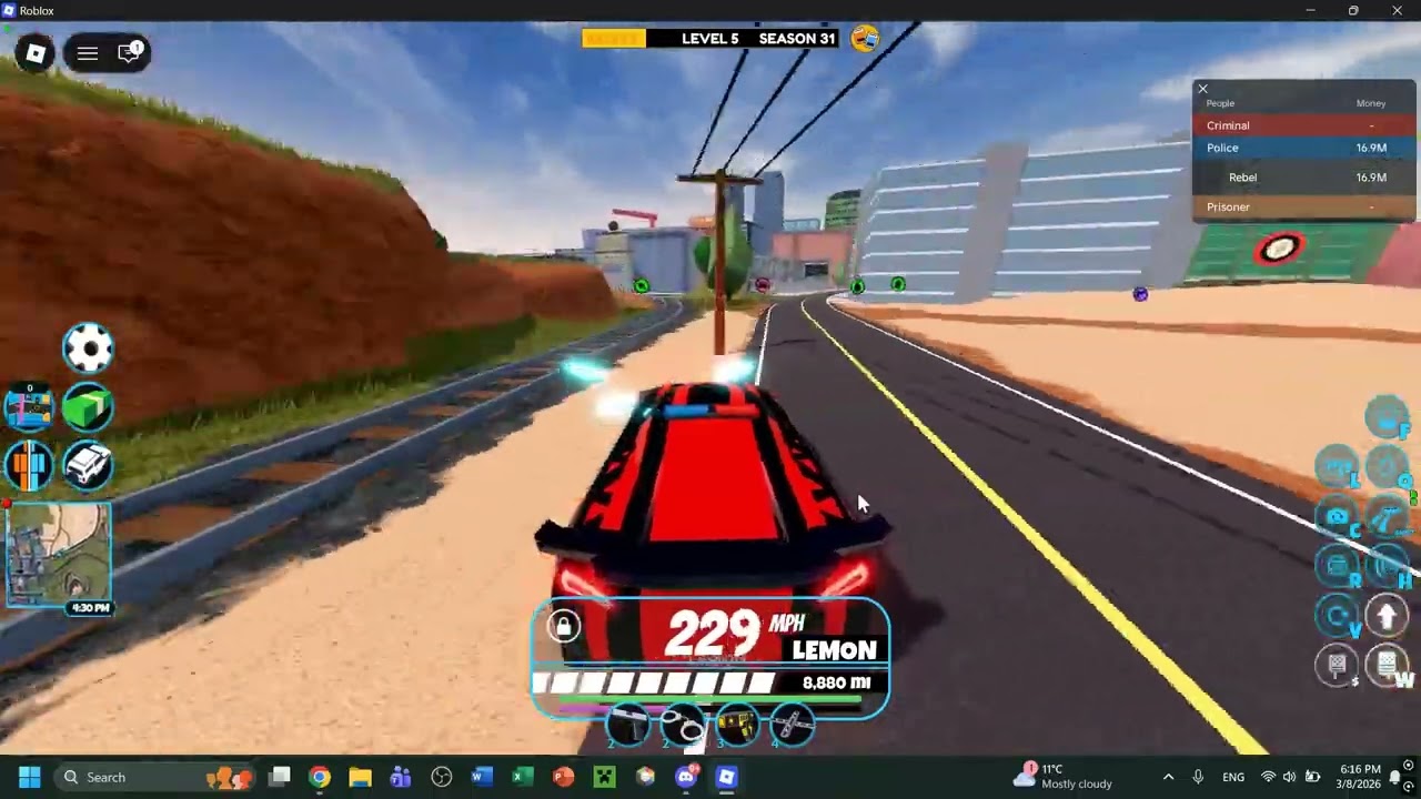 Driving Around The Jailbreak Map Through Mountains, Bumpy Roads, Offroad and normal roads (Torpedo)