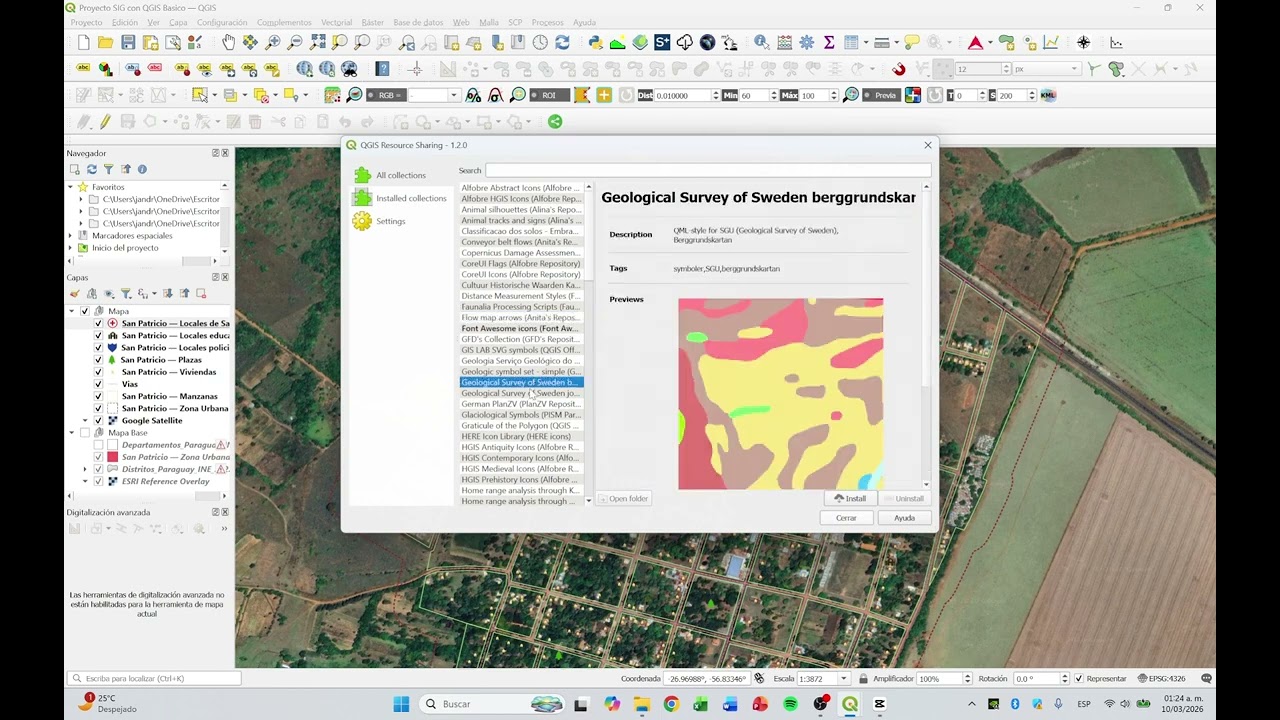 Modificar iconos puntuales con el complemento QGIS Resource Sharing.
