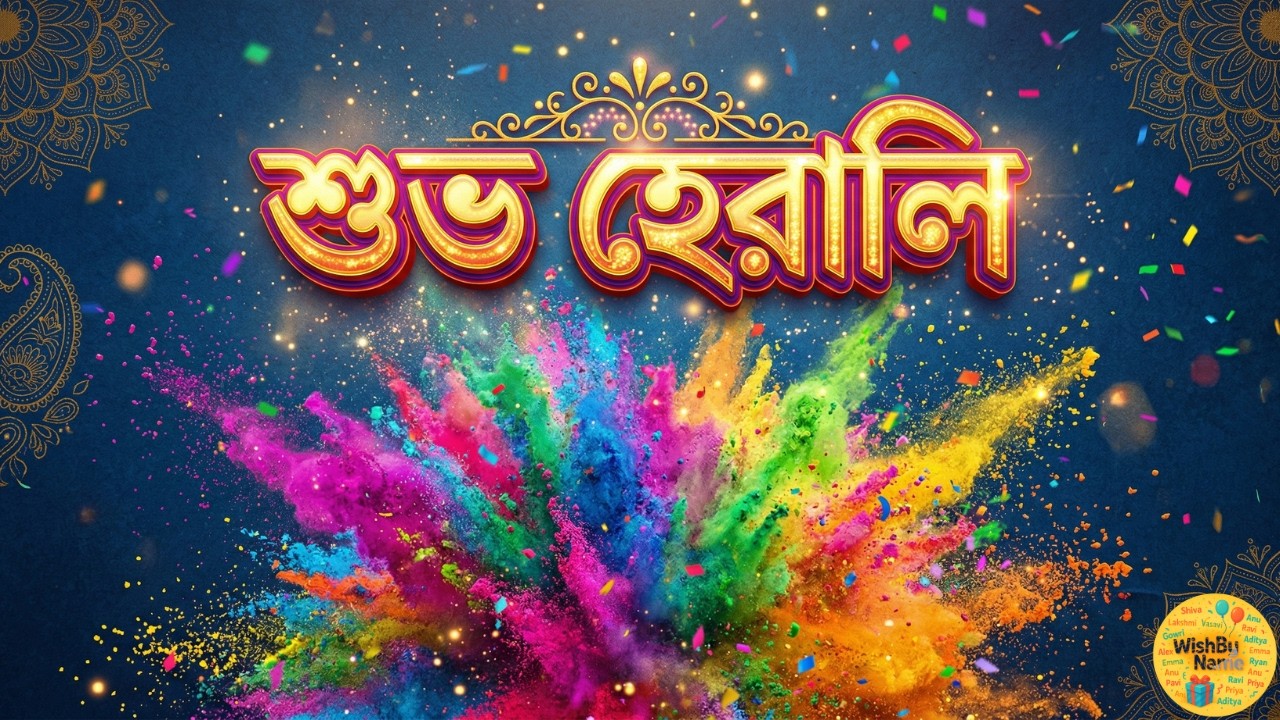 ✨ শুভ দোল পূর্ণিমা ও হোলি ২০২৬ | Happy Holi Bengali Wishes | Holi Greetings 2026 | WishByName 🎨