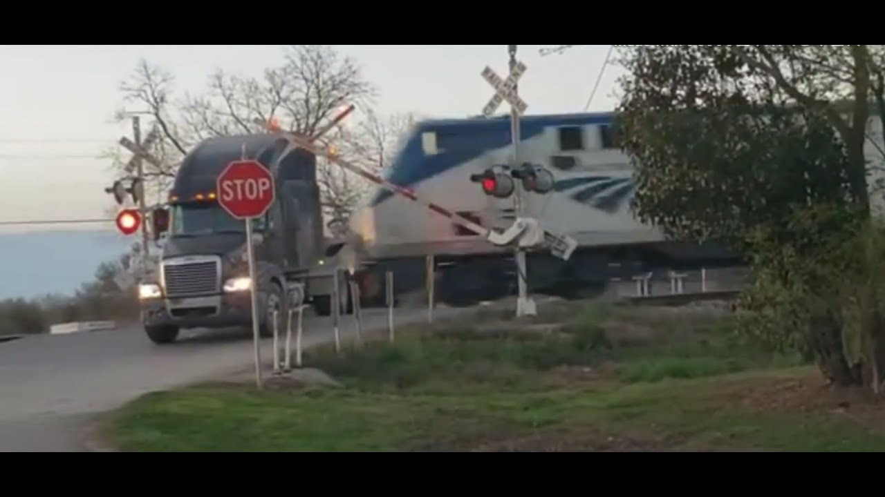 Train clears 18 wheeler from tracks - Cibolo Texas - Country Lane and FM 78 -- Modified to Landscape