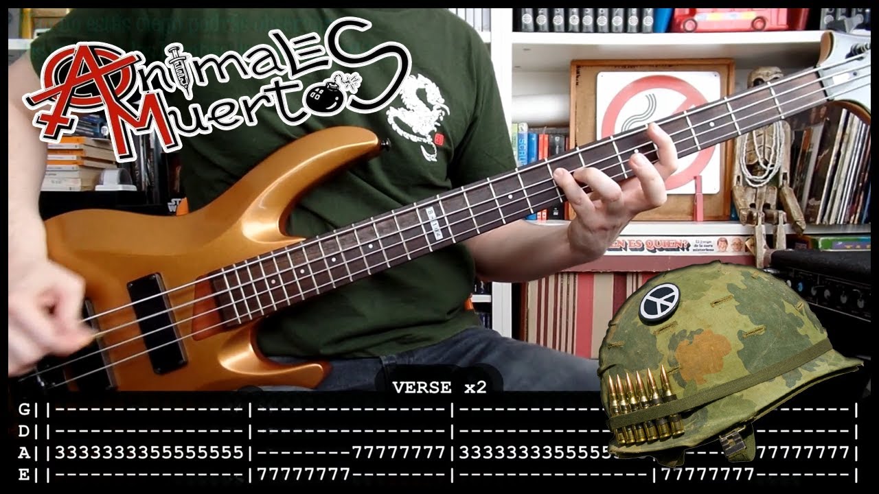 ANIMALES MUERTOS - Kaos y destrucción (bass cover w/Tabs & lyrics)