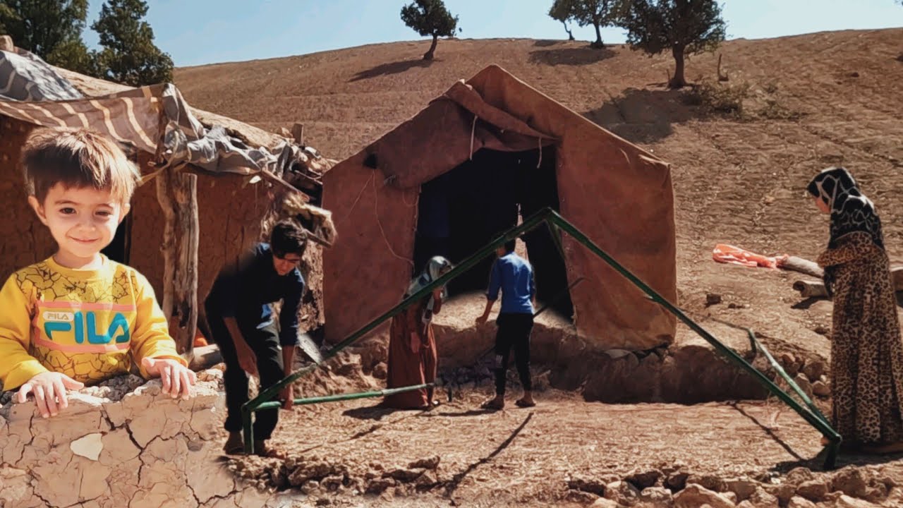 Setting up nomadic tents for arriving guests