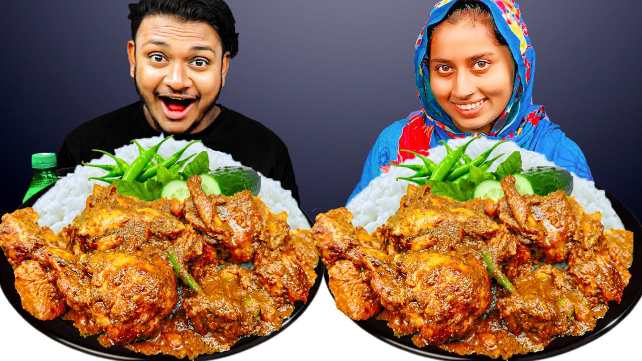 SPICY CHICKEN CURRY AND RICE EATING CHALLENGE | chicken curry eating | Hungry Balok