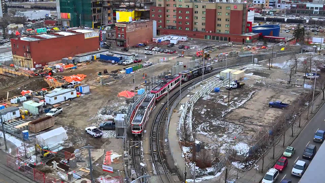 Calgary's New Central Library LRT Encapsulation Time Lapse