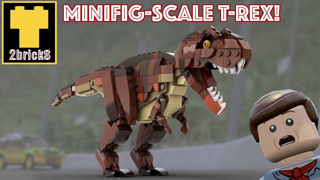 2bricks Custom LEGO JP T-Rex In Minifigure Scale!!