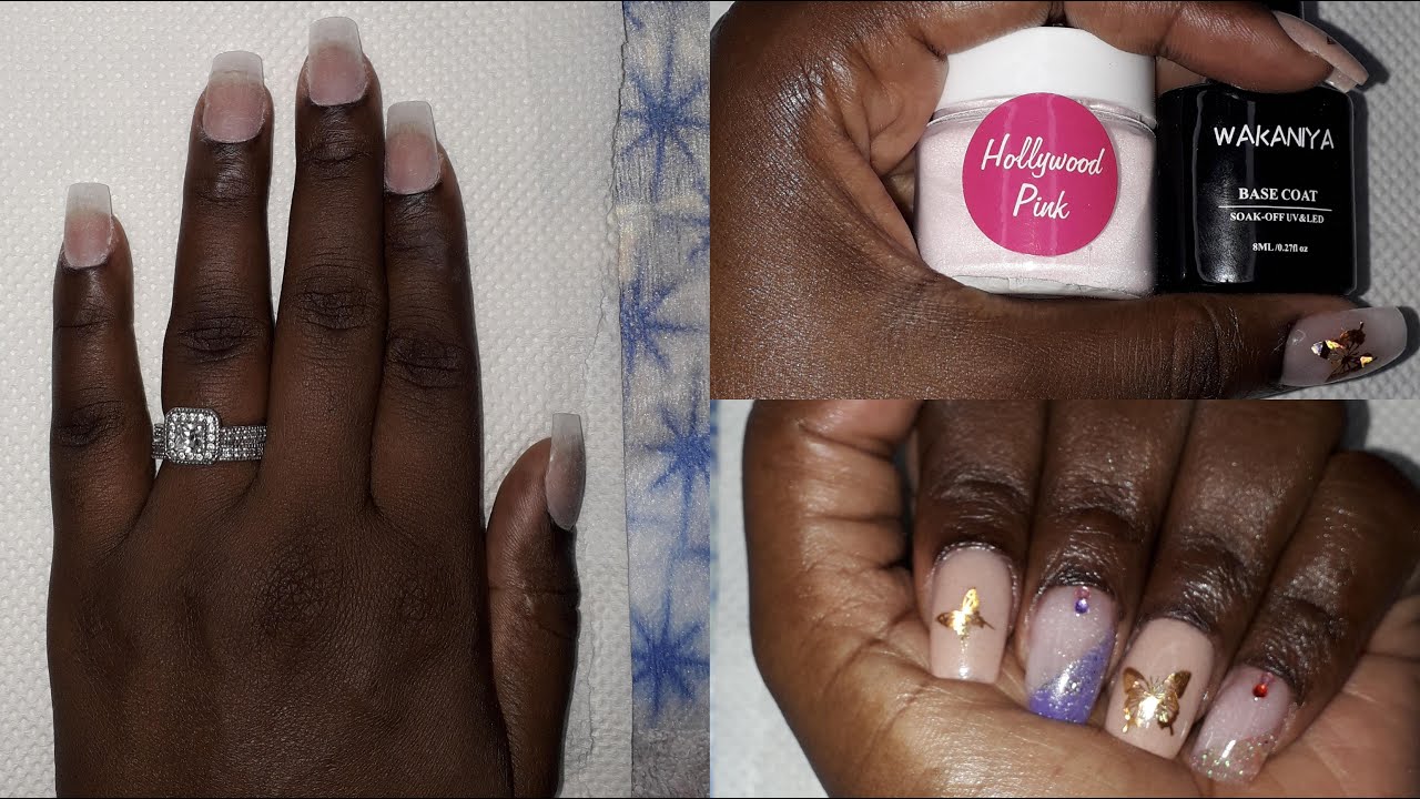 Acrylic Nail Hack With NO Monomer - Acrylic Powder With Base Coat - It WORKED! 😍🦋 #Tiabellabeauty