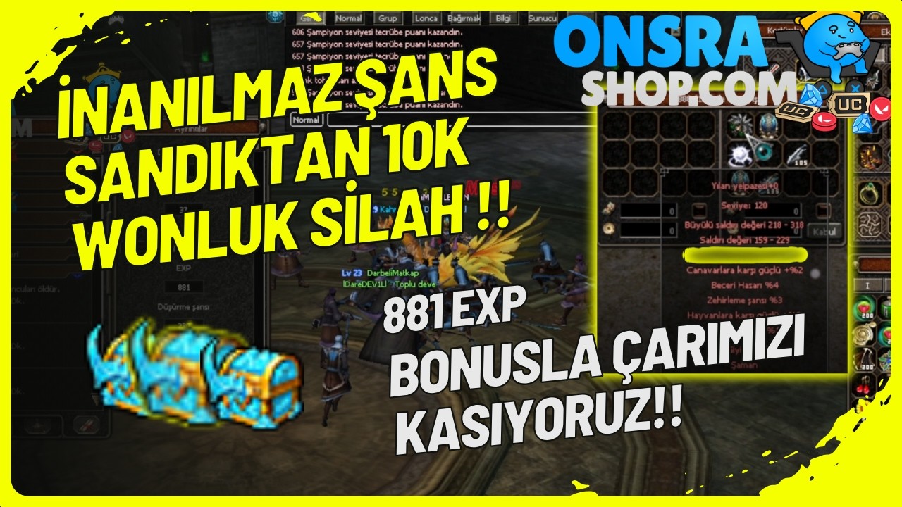 ⚔️ İNANILMAZ ŞANS! SANDIKTAN 10K WONLUK SİLAH! 😱 881 EXP BONUSLA 150 LVL RUSH! ⚔️ | METİN2 BAGJANAMU