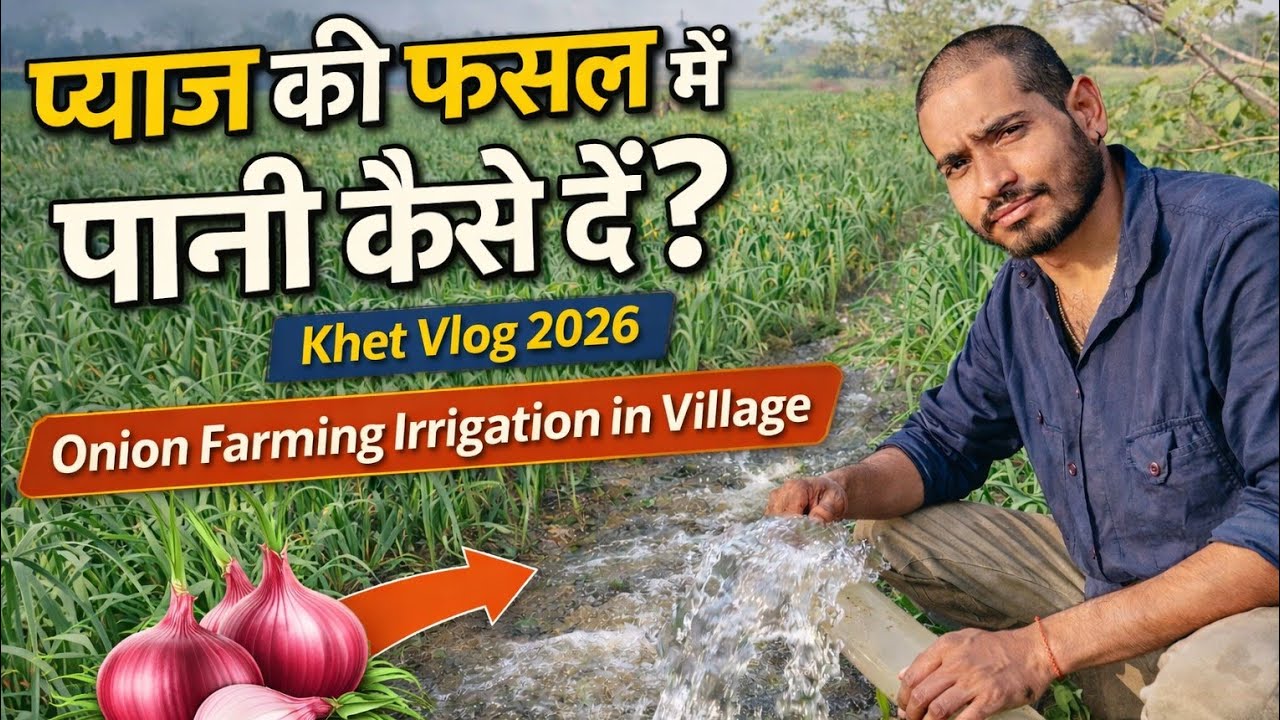 प्याज की फसल में पानी कैसे दें? | Onion Farming Irrigation in Village | Khet Vlog 2026