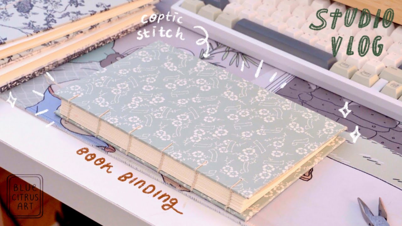 Studio Vlog ☁️🍃 Peaceful Book Binding, Coptic Stitch Notebook