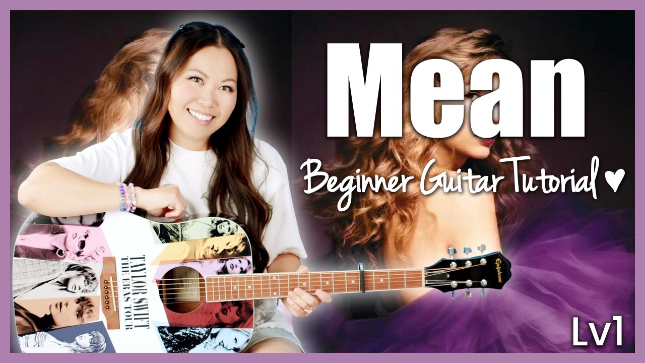 Mean 💜 Taylor Swift 🫶 Guitar Tutorial EASY Beginner Lesson 🎸 Chords, Strumming & Printable Guide! 📝