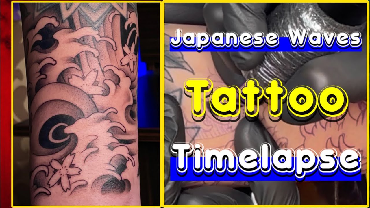 Japanese Waves tattoo | realtime tattoo | tattoo shading tips | freehand tattoo | آموزش تاتو | تتو