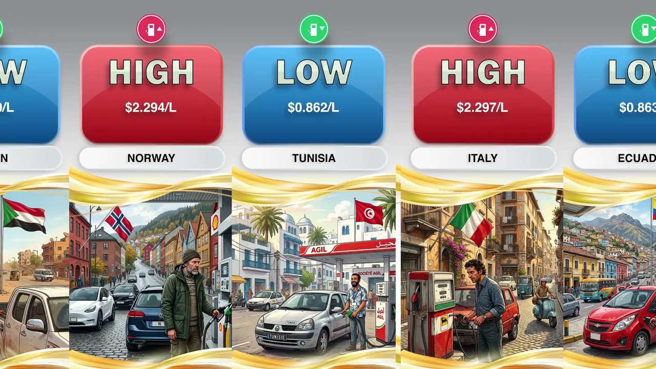 Fuel Prices Compared: 30 Most Expensive vs 30 Cheapest Countries in 2025-26 | $0.02 vs $3.40