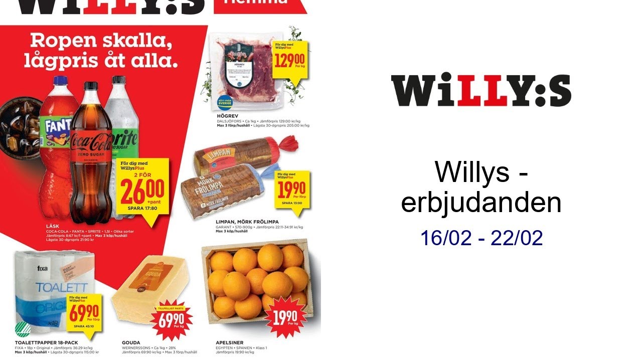 Willys - erbjudanden 16/02 - 22/02