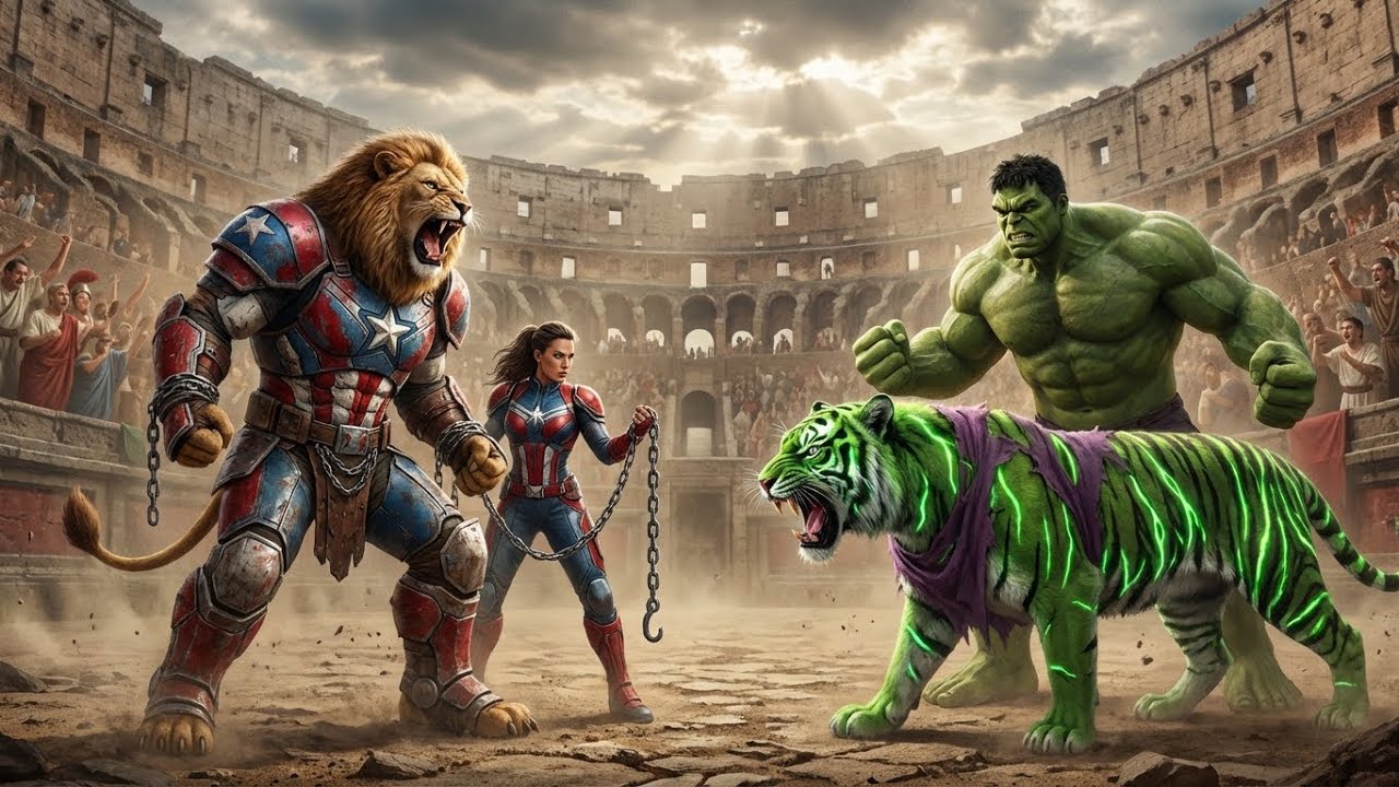 Who Wins? Captain America as Lion vs Hulk as Tiger – Ultimate Fantasy Showdown (AI Short Film)