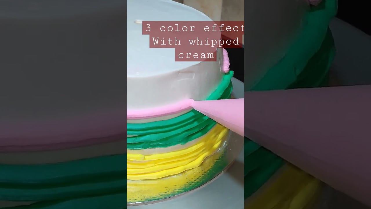 3 color effect on cake using whipped cream | Best unique recipes #shorts #reels #recipe #cake