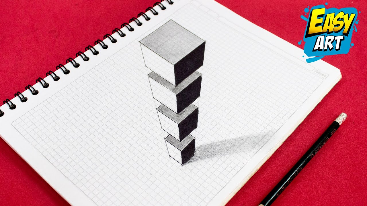 🟢 Como Dibujar CUBOS en 3D con PERSPECTIVA  - Dibujos 3D FACILES - Dibujos a lápiz - Easy 3D
