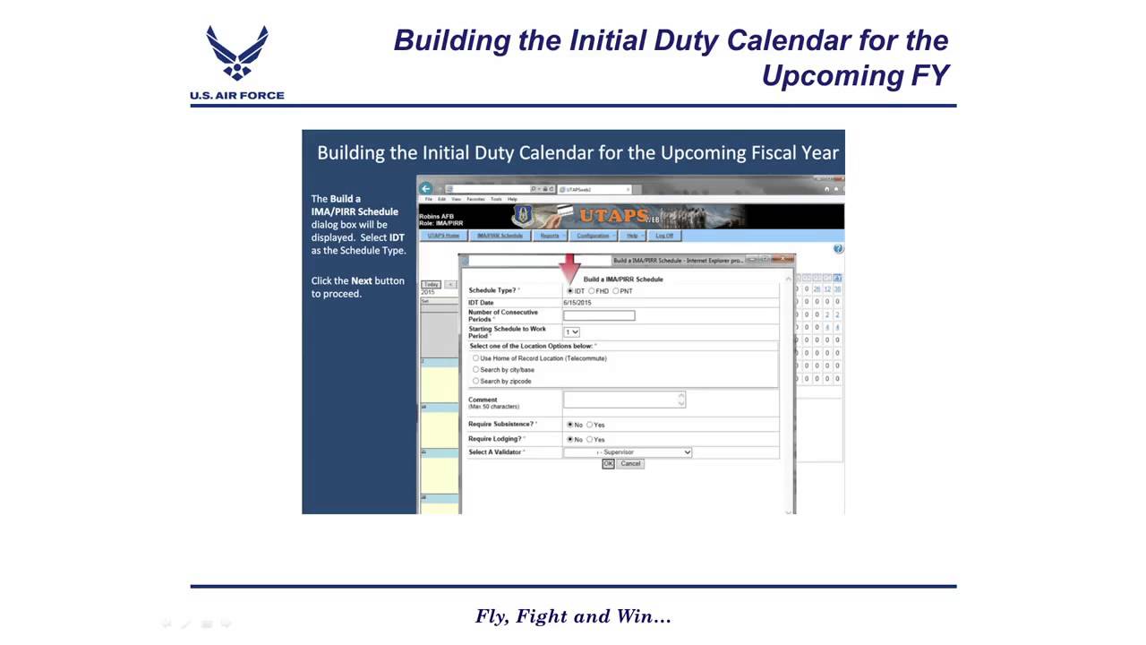 How to build IDT schedule in UTAPSweb